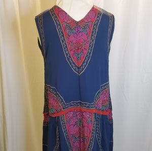 Vintage 1920s Silk Drop-Waist Dress. Large.